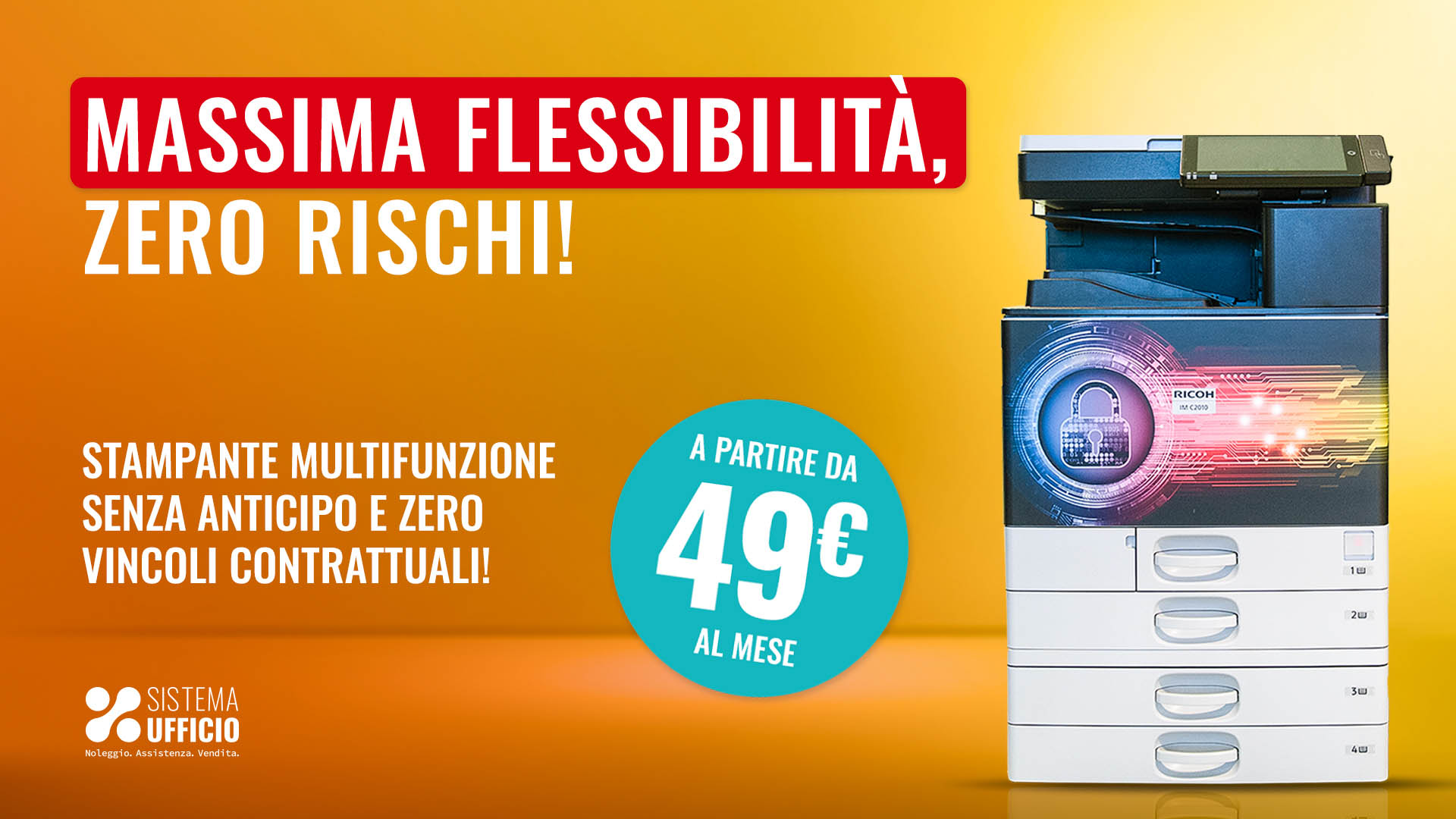 Stampante multifunzione a partire da 49€ al mese. Masssima flessibilità e zero rischi